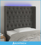 LED uzglavlje tamnosivo 103x16x118/128 cm baršunasto - NOVO
