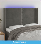 LED uzglavlje tamnosivo 147x16x118/128 cm baršunasto - NOVO
