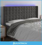 LED uzglavlje tamnosivo 183 x 16 x 118/128 cm baršunasto - NOVO