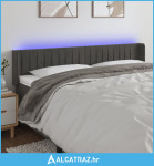 LED uzglavlje tamnosivo 203x16x78/88 cm baršunasto - NOVO