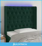 LED uzglavlje tamnozeleno 103x16x118/128 cm baršunasto - NOVO