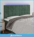 LED uzglavlje tamnozeleno 200x5x118/128 cm baršunasto - NOVO