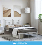 Metalni okvir za krevet s uzglavljem bijeli 135x190 cm - NOVO