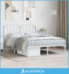 Metalni okvir za krevet s uzglavljem bijeli 140 x 190 cm - NOVO