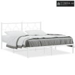 Metalni okvir za krevet s uzglavljem bijeli 160x200 cm - Bijela 160 x
