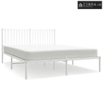 Metalni okvir za krevet s uzglavljem bijeli 160x200 cm - Bijela 160 x