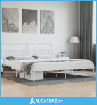 Metalni okvir za krevet s uzglavljem bijeli 200x200 cm - NOVO