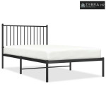 Metalni okvir za krevet s uzglavljem crni 100x190 cm - Crna 100 x 190