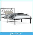 Metalni okvir za krevet s uzglavljem crni 100x190 cm - NOVO