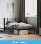 Metalni okvir za krevet s uzglavljem crni 100x190 cm - NOVO