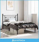 Metalni okvir za krevet s uzglavljem crni 107x203 cm - NOVO