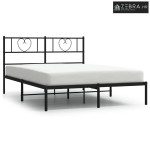 Metalni okvir za krevet s uzglavljem crni 120x200 cm - Crna 120 x 200