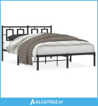 Metalni okvir za krevet s uzglavljem crni 140x190 cm - NOVO