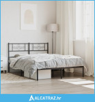 Metalni okvir za krevet s uzglavljem crni 150x200 cm - NOVO