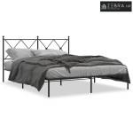 Metalni okvir za krevet s uzglavljem crni 160x200 cm - Crna 160 x 200