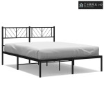 Metalni okvir za krevet s uzglavljem crni 160x200 cm - Crna 160 x 200