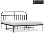 Metalni okvir za krevet s uzglavljem crni 180x200 cm - Crna 180 x 200