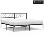 Metalni okvir za krevet s uzglavljem crni 200x200 cm - Crna 200 x 200