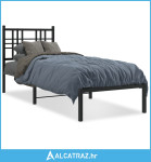 Metalni okvir za krevet s uzglavljem crni 75x190 cm - NOVO