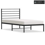 Metalni okvir za krevet s uzglavljem crni 90x200 cm - Crna 90 x 200 cm