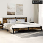 Metalni okvir kreveta bez madraca boja hrasta 200x200 cm - Dimljeni hr