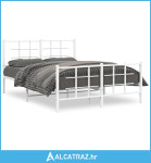 Metalni okvir kreveta uzglavlje i podnožje bijeli 140 x 190 cm - NOVO