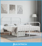 Metalni okvir kreveta uzglavlje i podnožje bijeli 150 x 200 cm - NOVO