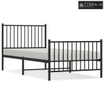 Metalni okvir kreveta uzglavlje i podnožje crni 90 x 200 cm - Crna 90