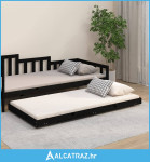 Okvir za krevet crni 75 x 190 cm od masivne borovine - NOVO