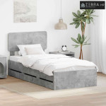 Okvir za krevet s ladicama Betonski sivi 75 x 190 cm