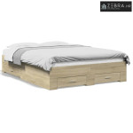 Okvir za krevet s ladicama boja hrasta 140x190 cm drveni - Sonoma hras