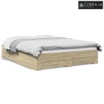 Okvir za krevet s ladicama boja hrasta 160x200 cm drveni - Sonoma hras