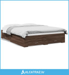 Okvir za krevet s ladicama smeđa boja hrasta 160x200 cm drveni - NOVO