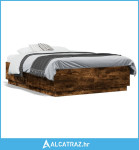 Okvir za krevet s LED svjetlima boja hrasta 135 x 190 cm drveni - NOVO