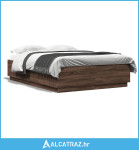 Okvir za krevet s LED svjetlima boja hrasta 150 x 200 cm drveni - NOVO