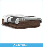 Okvir za krevet s LED svjetlima boja hrasta 160 x 200 cm drveni - NOVO