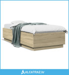 Okvir za krevet s LED svjetlima boja hrasta 90 x 200 cm drveni - NOVO
