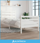 Okvir za krevet od masivne borovine 100 x 200 cm bijeli - NOVO