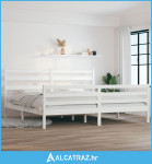 Okvir za krevet od masivne borovine 200 x 200 cm bijeli - NOVO
