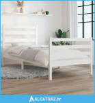 Okvir za krevet od masivne borovine 90 x 200 cm bijeli - NOVO