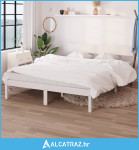Okvir za krevet od masivne borovine bijeli 140 x 190 cm - NOVO