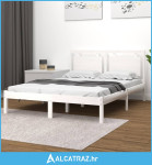Okvir za krevet od masivne borovine bijeli 200 x 200 cm - NOVO