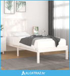 Okvir za krevet od masivne borovine bijeli 90 x 200 cm - NOVO
