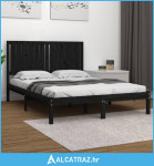 Okvir za krevet od masivne borovine crni 140 x 190 cm - NOVO