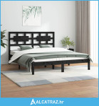 Okvir za krevet od masivne borovine crni 140 x 200 cm - NOVO