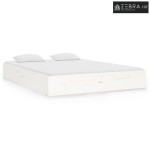 Okvir za krevet od masivnog drva bijeli 140 x 190 cm - Bijela 140 x 19