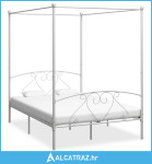 Okvir za krevet s nadstrešnicom bijeli metalni 140 x 200 cm - NOVO