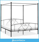 Okvir za krevet s nadstrešnicom crni metalni 180 x 200 cm - NOVO