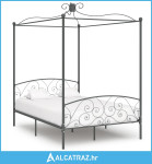 Okvir za krevet s nadstrešnicom sivi metalni 140 x 200 cm - NOVO