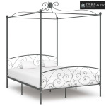 Okvir za krevet s nadstrešnicom sivi metalni 160 x 200 cm - Siva 160 x